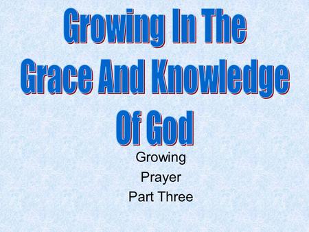 Growing Prayer Part Three. Review Knowing, Growing, Understanding, Living, Giving Structured plans are best Especially the plans that God gives us. What.