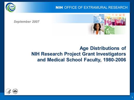 1 Age Distributions of NIH Research Project Grant Investigators and Medical School Faculty, 1980-2006 September 2007.