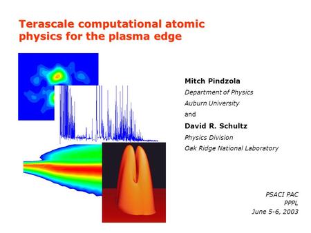 Terascale computational atomic physics for the plasma edge PSACI PAC PPPL June 5-6, 2003 Mitch Pindzola Department of Physics Auburn University and David.