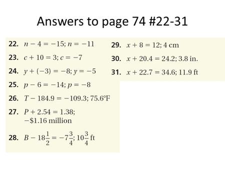 Answers to page 74 #22-31.