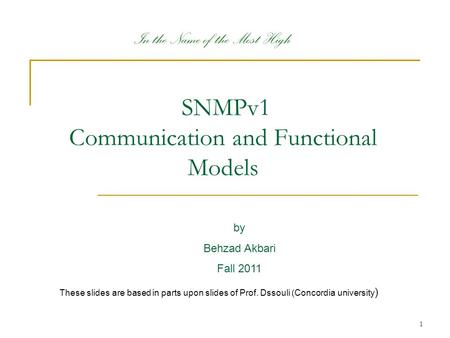 SNMPv1 Communication and Functional Models