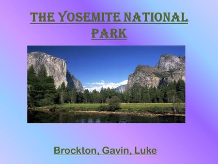 The Yosemite National Park Brockton, Gavin, Luke.