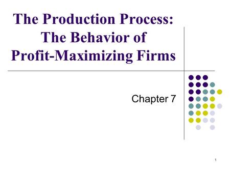 The Production Process: The Behavior of Profit-Maximizing Firms