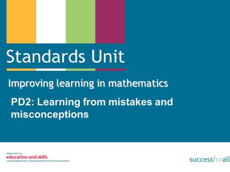 Improving learning in mathematics PD2: Learning from mistakes and misconceptions.