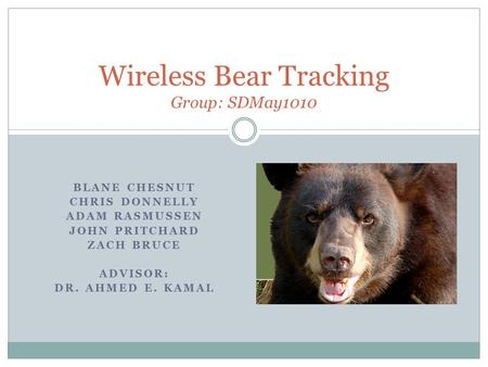 Wireless Bear Tracking Group: SDMay1010