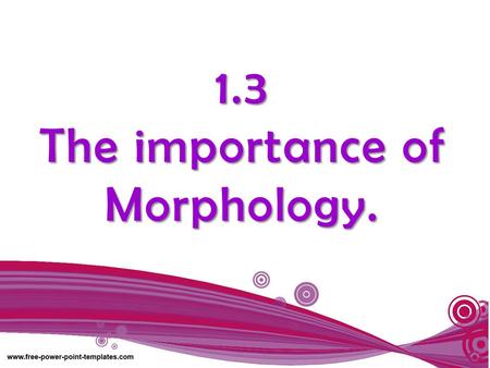 1.3 The importance of Morphology.