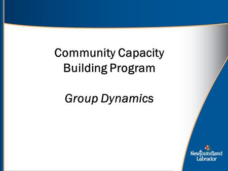 Community Capacity Building Program Group Dynamics.