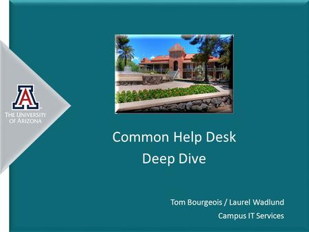 Common Help Desk Deep Dive Tom Bourgeois / Laurel Wadlund