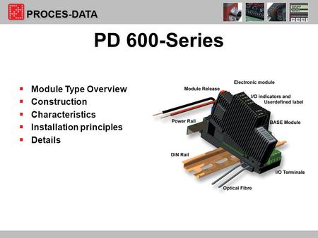 1  Module Type Overview  Construction  Characteristics  Installation principles  Details PD 600-Series.