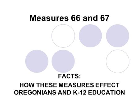 Measures 66 and 67 FACTS: HOW THESE MEASURES EFFECT OREGONIANS AND K-12 EDUCATION.