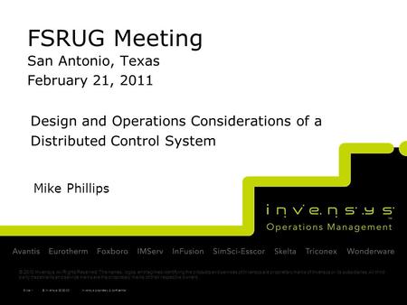 FSRUG Meeting San Antonio, Texas February 21, 2011