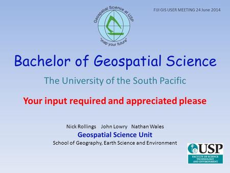 Bachelor of Geospatial Science