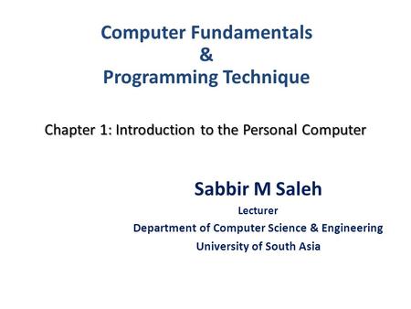Chapter 1: Introduction to the Personal Computer