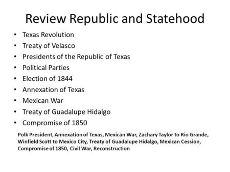 Review Republic and Statehood