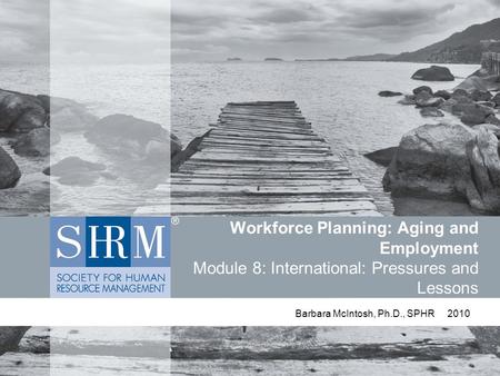 Workforce Planning: Aging and Employment Module 8: International: Pressures and Lessons Barbara McIntosh, Ph.D., SPHR 2010.