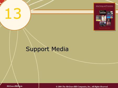 Support Media 13 McGraw-Hill/Irwin © 2004 The McGraw-Hill Companies, Inc., All Rights Reserved.