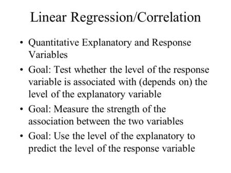 Linear Regression/Correlation