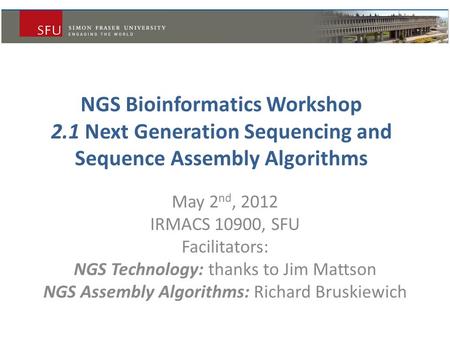 NGS Bioinformatics Workshop 2