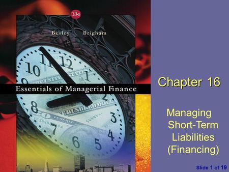 Managing Short-Term Liabilities (Financing)