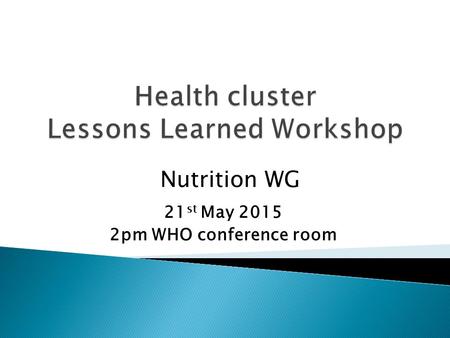 21 st May 2015 2pm WHO conference room Nutrition WG.