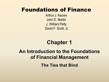 An Introduction to the Foundations of Financial Management