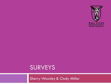 SURVEYS Sherry Woosley & Cindy Miller. Overall Surveys.