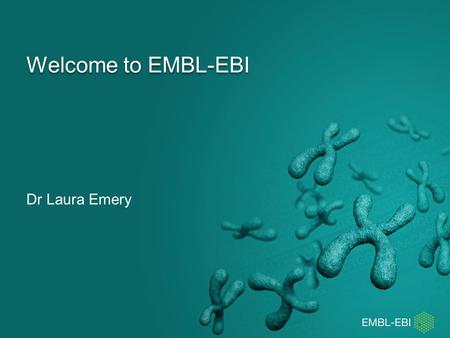Welcome to EMBL-EBI Dr Laura Emery. Before we start… Stand up How experienced are you in bioinformatics? Get to know each other by arranging yourselves.