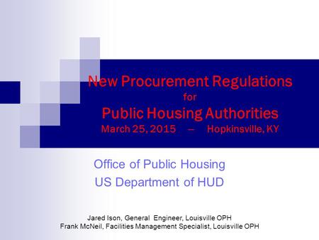 Office of Public Housing US Department of HUD
