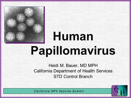 Human Papillomavirus Heidi M. Bauer, MD MPH California Department of Health Services STD Control Branch.