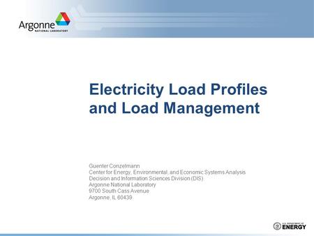 Electricity Load Profiles and Load Management