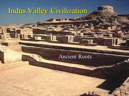 Indus Valley Civilization Ancient Roots. Indus Valley Civilization n a Primary Phase Culture n little or no continuity with the following cultures n forgotten.
