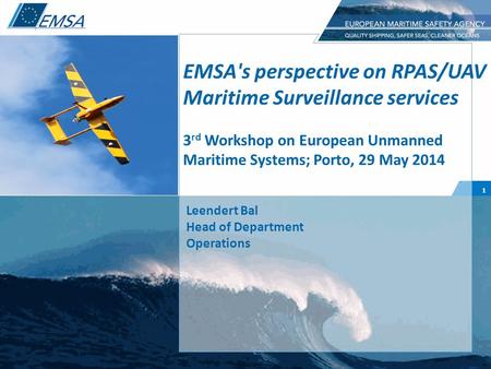 EMSA's perspective on RPAS/UAV Maritime Surveillance services