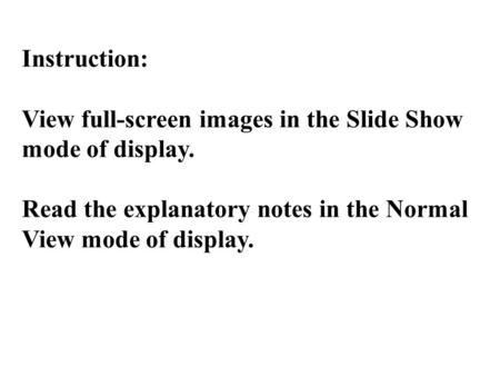 Instruction: View full-screen images in the Slide Show mode of display. Read the explanatory notes in the Normal View mode of display.