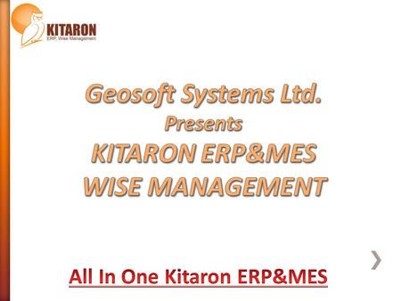 Geosoft Systems Ltd. KITARON ERP&MES WISE MANAGEMENT