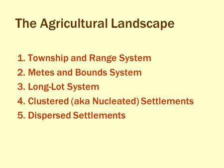 The Agricultural Landscape