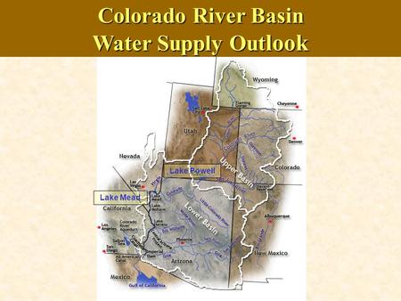 Colorado River Basin Water Supply Out look Lake Powell Lake Mead.