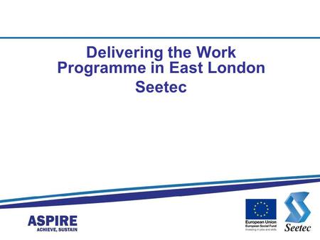 Delivering the Work Programme in East London Seetec.