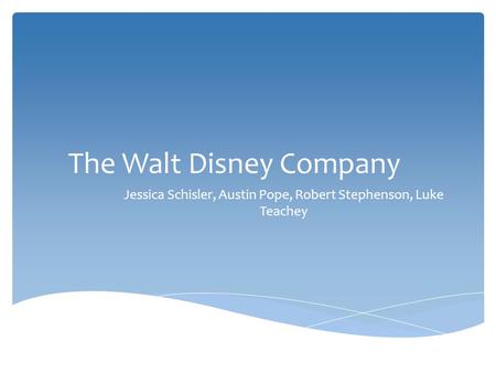 The Walt Disney Company Jessica Schisler, Austin Pope, Robert Stephenson, Luke Teachey.