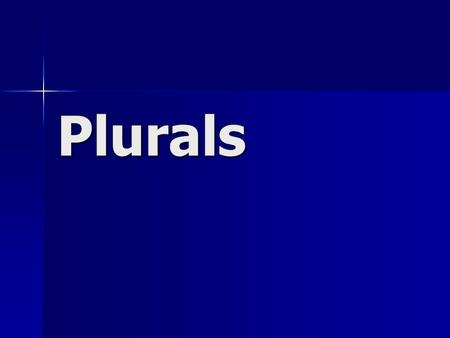 Plurals. Singular Nouns A noun is a word that names a person, place, thing, or idea. A singular noun names only one person, place, thing, or idea. one.