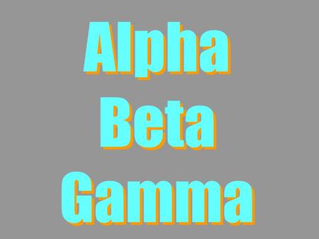Alpha Beta Gamma. Lesson Contents 1.Physical properties of ,  and  2.Penetrating power of ,  and  3.N v Z  graphs 4.Decay laws.