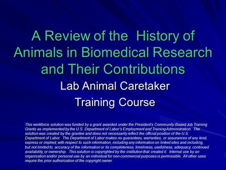 Lab Animal Caretaker Training Course