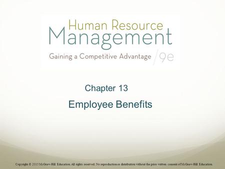 Employee Benefits Chapter 13