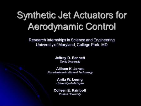 Synthetic Jet Actuators for Aerodynamic Control