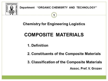 composite materials Department “ORGANIC CHEMISRTY AND TECHNOLOGY”