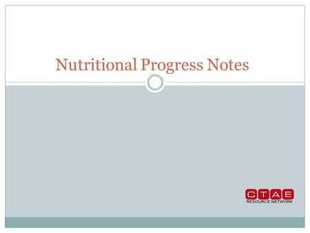 Nutritional Progress Notes