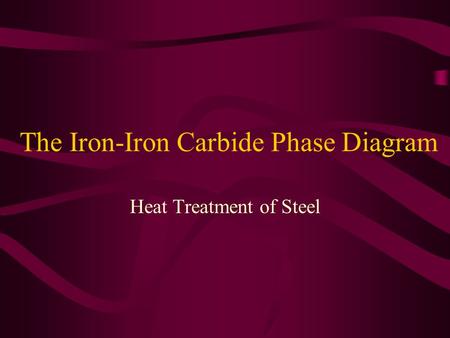 The Iron-Iron Carbide Phase Diagram