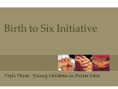 1 Birth to Six Initiative Topic Three: Young Children in Foster Care.