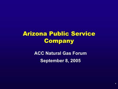 1 Arizona Public Service Company ACC Natural Gas Forum September 8, 2005.