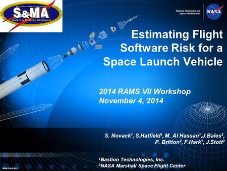 National Aeronautics and Space Administration www.nasa.gov Estimating Flight Software Risk for a Space Launch Vehicle 2014 RAMS VII Workshop November 4,