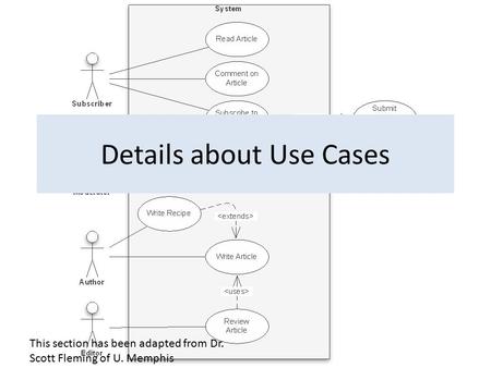 This section has been adapted from Dr. Scott Fleming of U. Memphis Details about Use Cases.